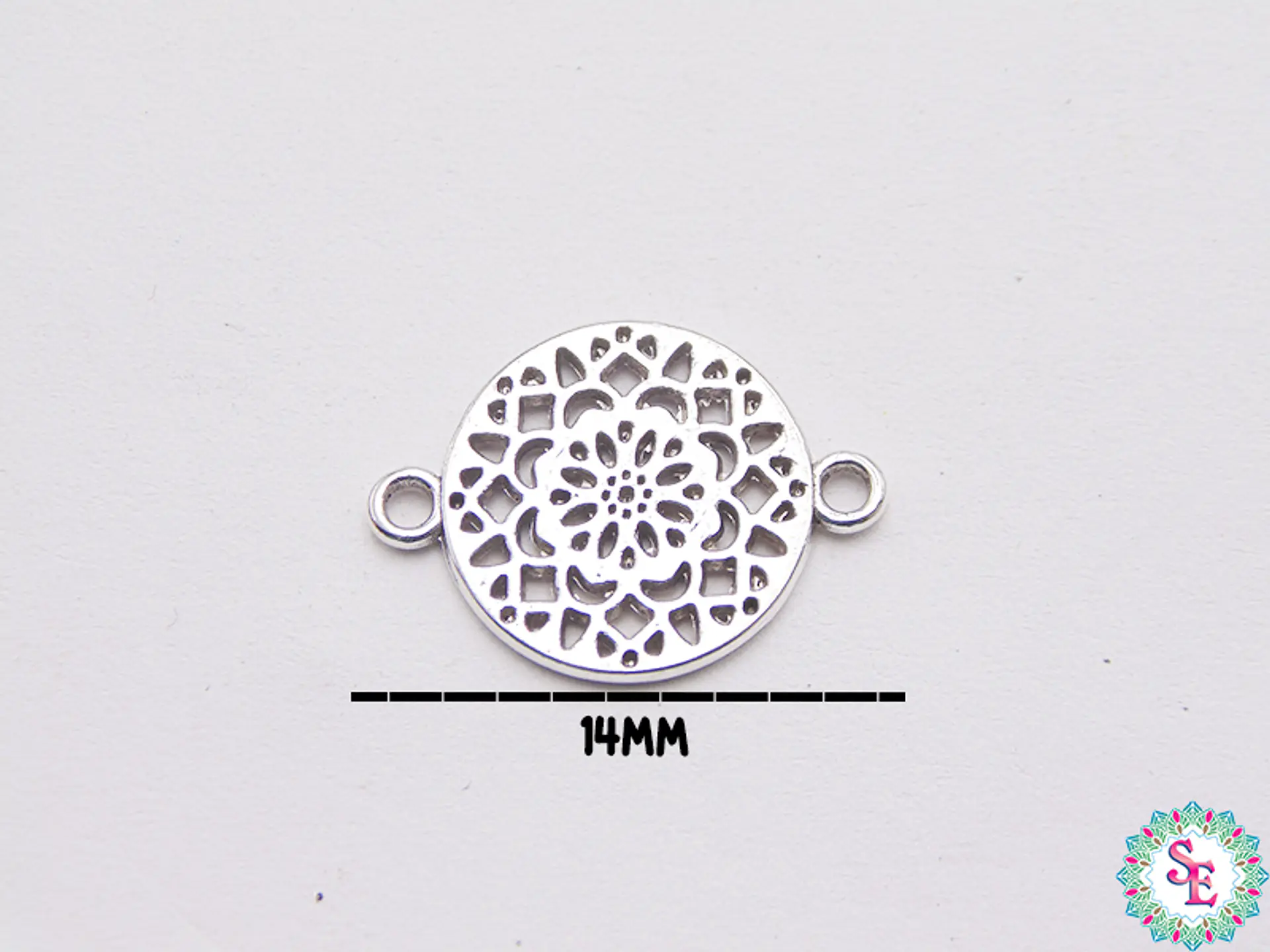 SAMAK PLATEADA CENTRO 9 MANDALA FLOR 14MM PAQUETE POR 19 UNIDADES APROX 1