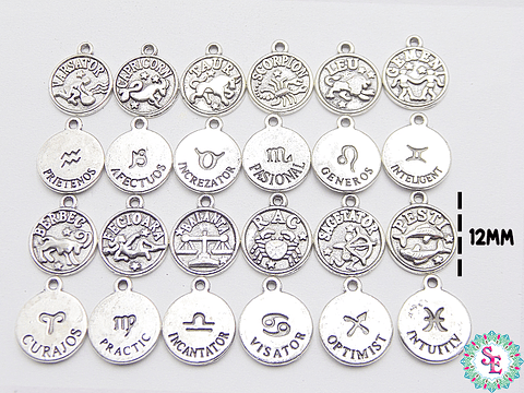 SAMAK PLATEADA  100 SIGNOS ZOODIACO 12MM 