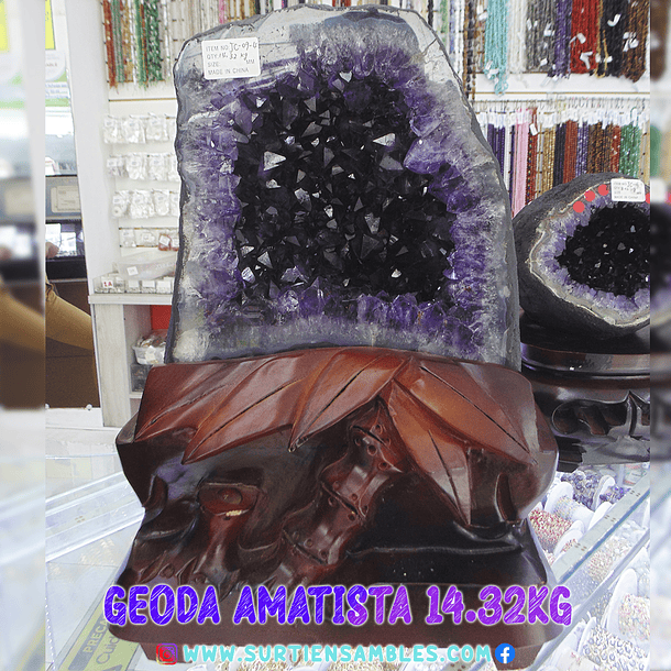 AMETHYST GEODE WITH WOODEN BASE 14.32KG 4
