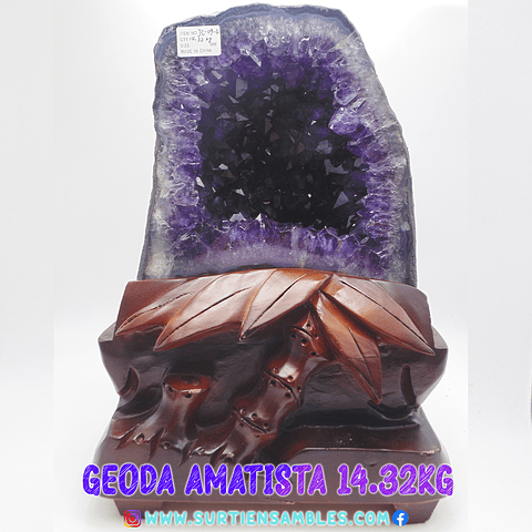 AMETHYST GEODE WITH WOODEN BASE 14.32KG