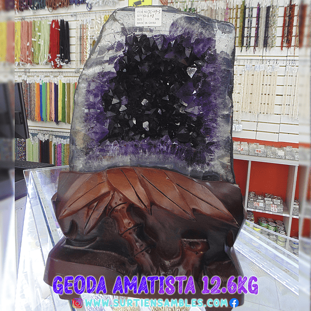 AMETHYST GEODE WITH WOODEN BASE 12.6KG 5