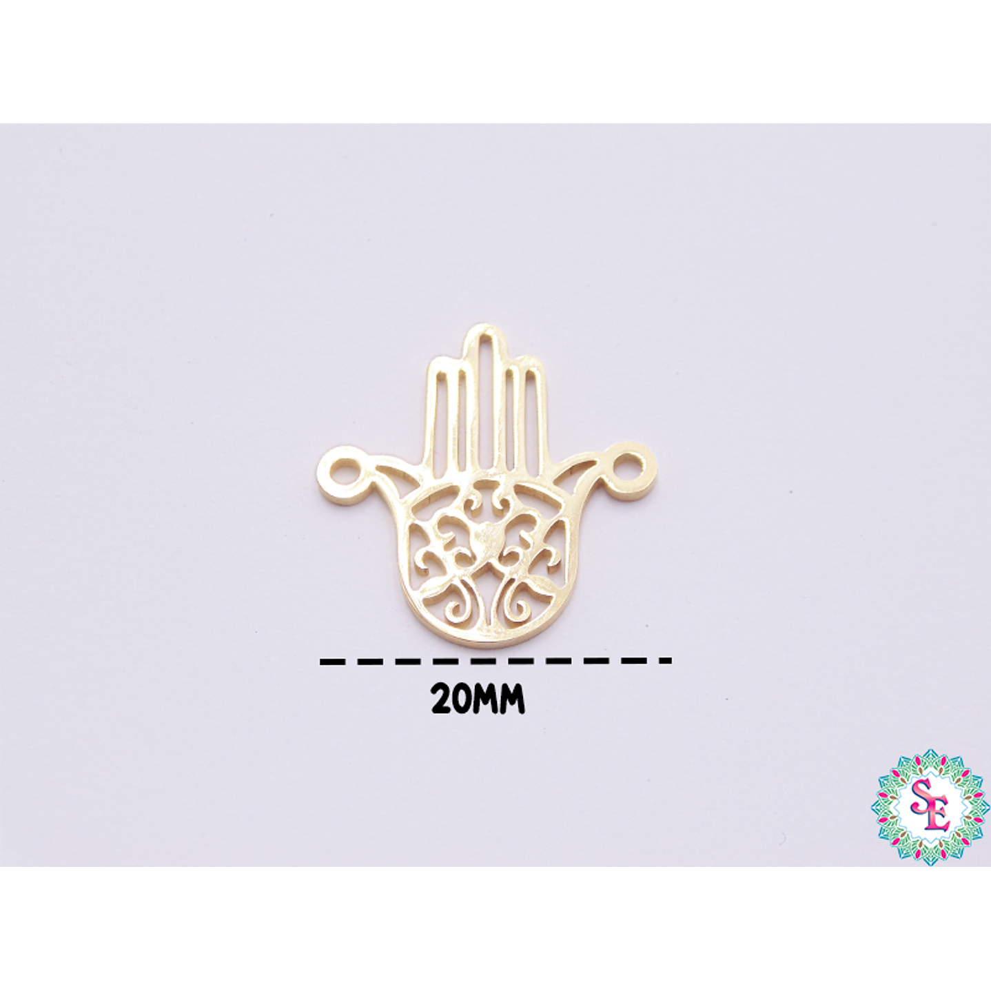 ACERO DORADO TERMINAL MANO HAMSA 20*18MM   1
