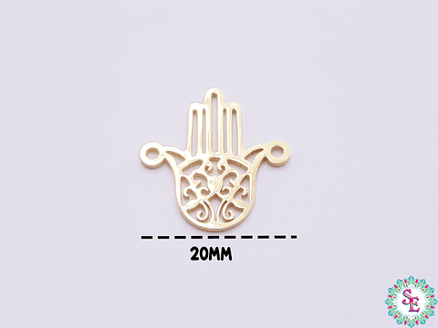 ACERO DORADO TERMINAL MANO HAMSA 20*18MM  