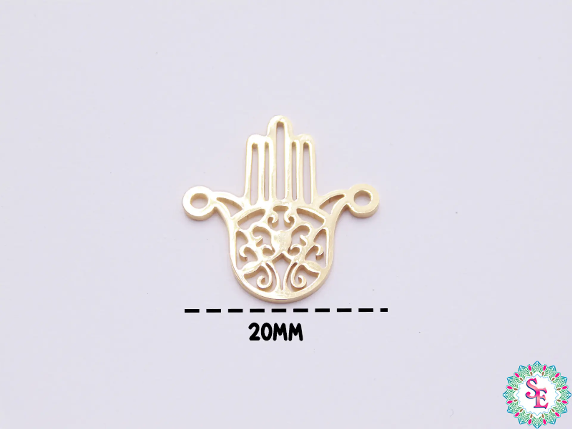 ACERO DORADO TERMINAL MANO HAMSA 20*18MM   1