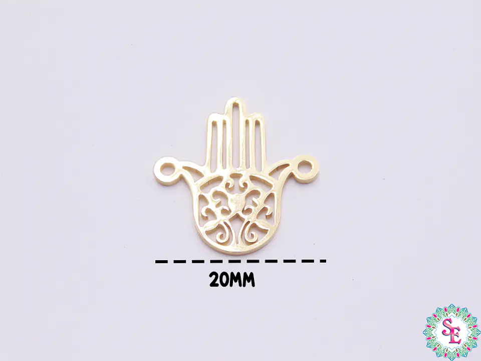 ACERO DORADO TERMINAL MANO HAMSA 20*18MM   1