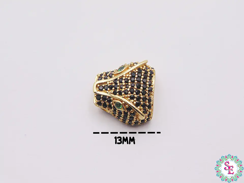 RODIO DORADO CIRCON NEGRO OJO VERDE 13MM 1