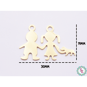 ACERO DORADO DIJE PAREJA MASCOTA 30*19MM