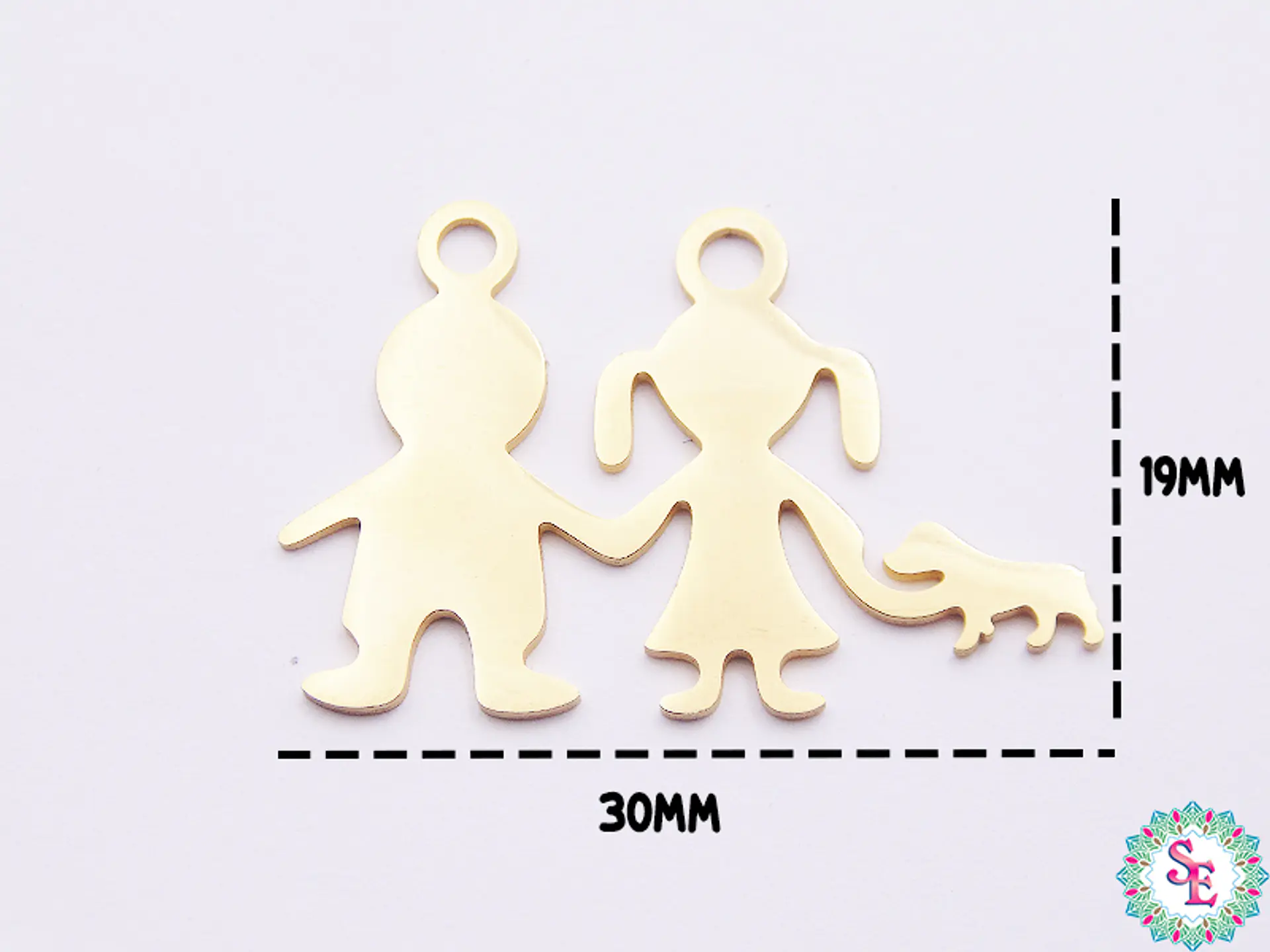 ACERO DORADO DIJE PAREJA MASCOTA 30*19MM 1