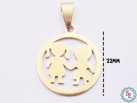 ACERO DORADO DIJE CIRCULO 22M PAREJA 
