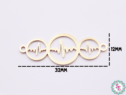 ACERO DORADO TERMINAL 3CIRCULOS SIGNO VIDA 32*12MM 