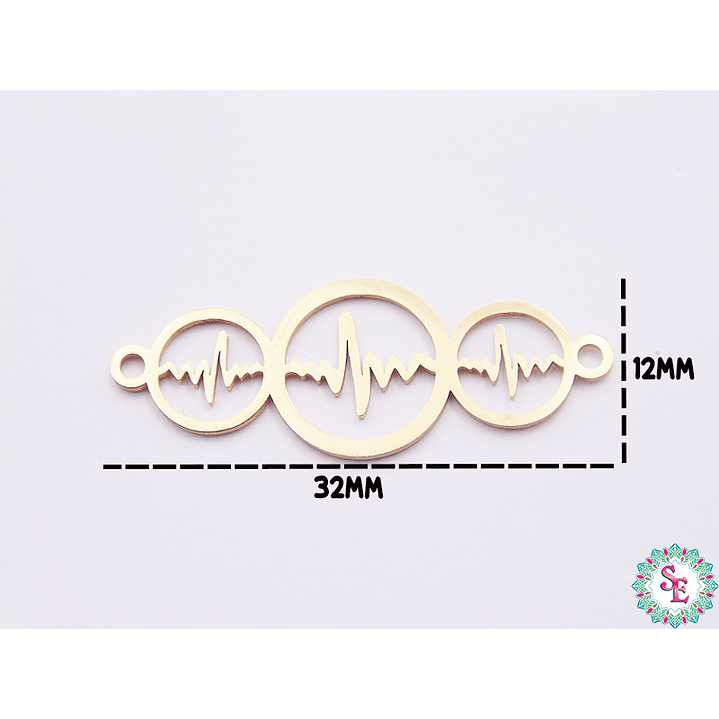 ACERO DORADO TERMINAL 3CIRCULOS SIGNO VIDA 32*12MM  1