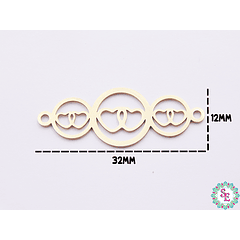ACERO DORADO TERMINAL 3CIRCULOS CORAZON 32*12MM 