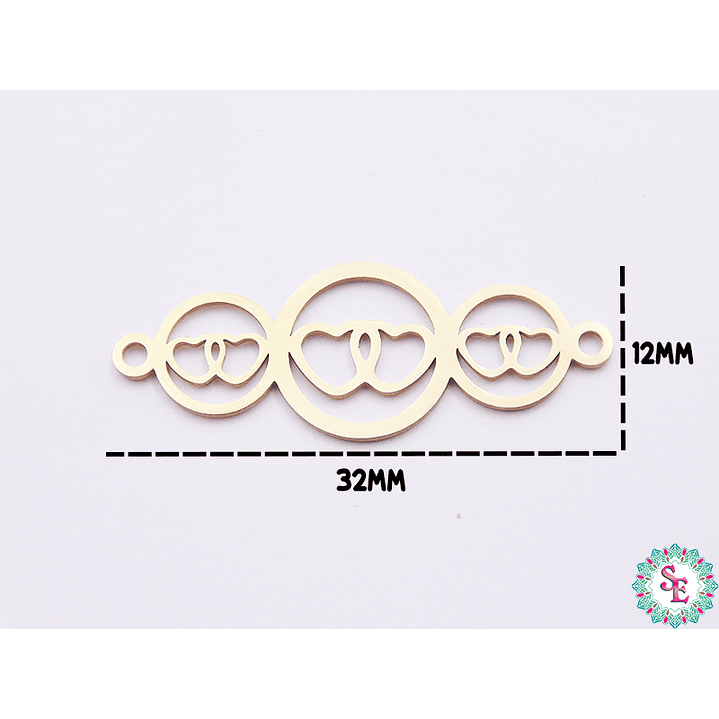 ACERO DORADO TERMINAL 3CIRCULOS CORAZON 32*12MM  1