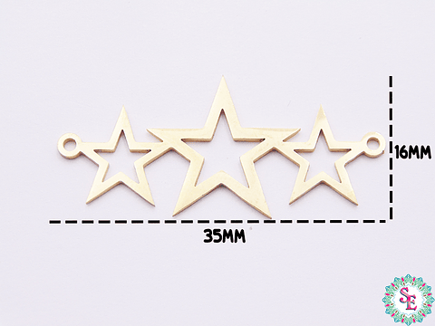 ACERO DORADO TERMINAL 3 ESTRELLAS  35*16MM 