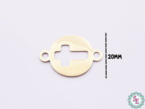 ACERO DORADO TERMINAL REDONDO CRUZ 20MM 