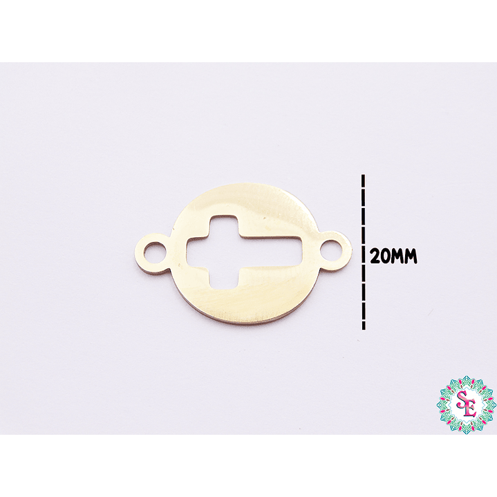 ACERO DORADO TERMINAL REDONDO CRUZ 20MM  1