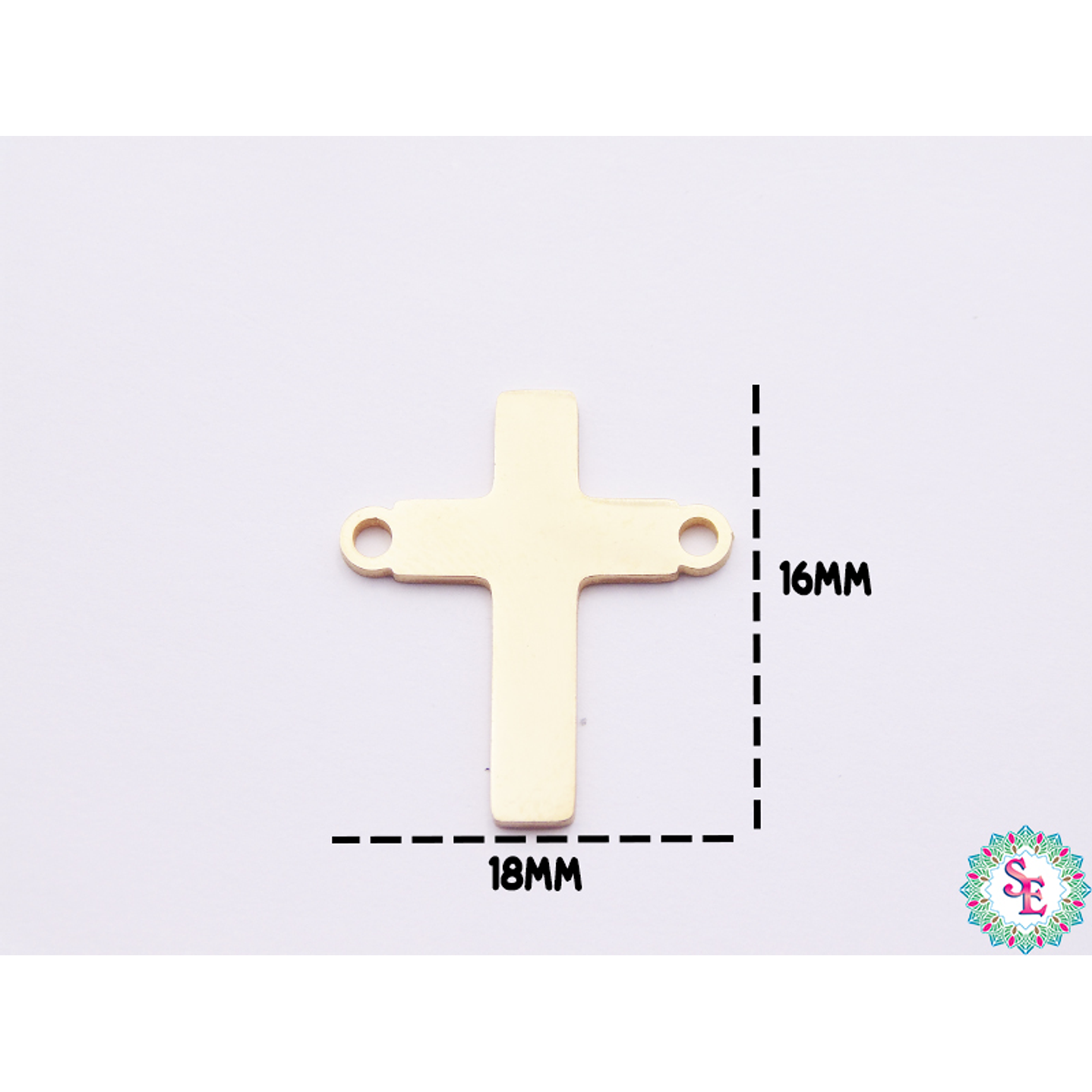 ACERO DORADO TERMINAL CRUZ  LISA 18*16MM  1