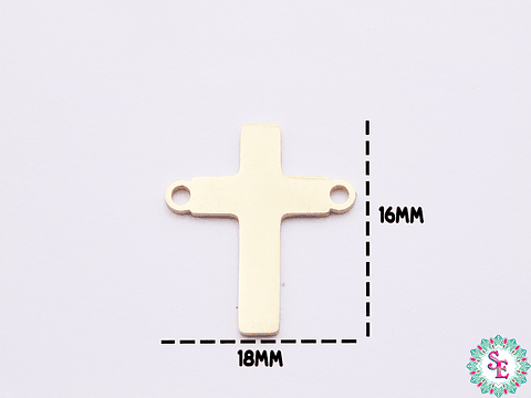 ACERO DORADO TERMINAL CRUZ  LISA 18*16MM 