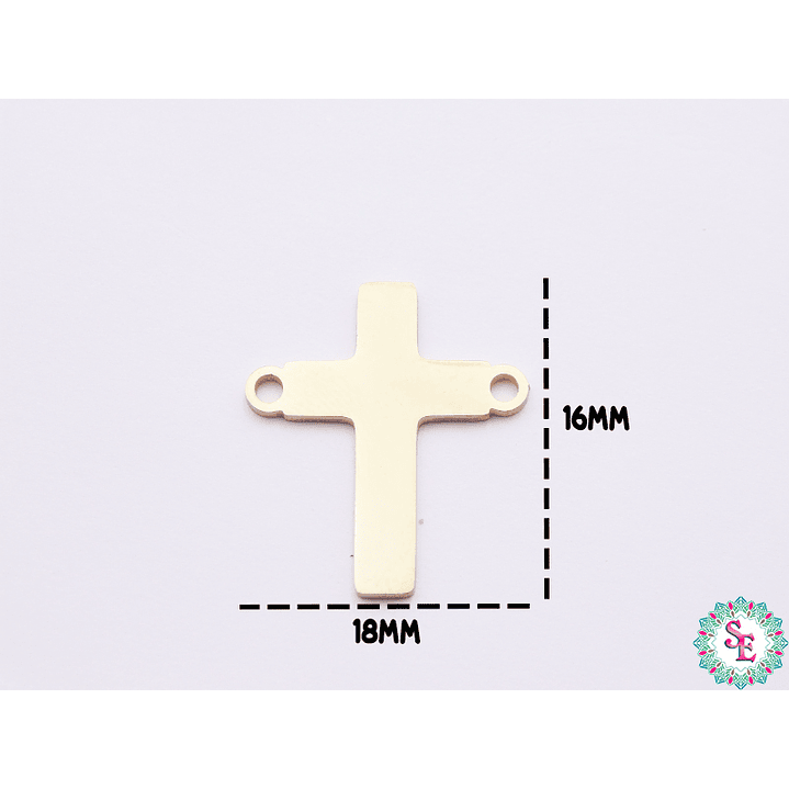 ACERO DORADO TERMINAL CRUZ  LISA 18*16MM  1
