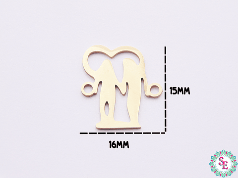 ACERO DORADO TERMINAL PAREJA CORAZON 15*16MM