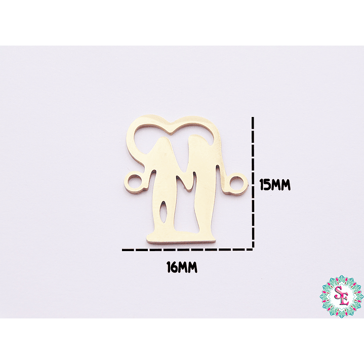 ACERO DORADO TERMINAL PAREJA CORAZON 15*16MM 1