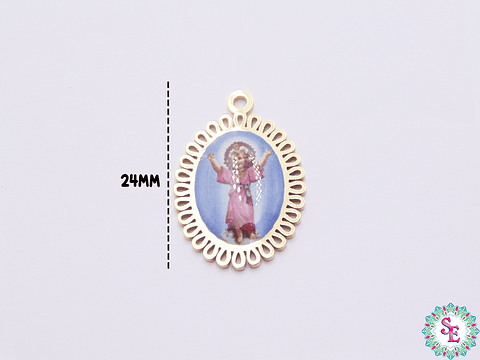 ACERO DORADO DIJE RESINA DIVINO NIÑO JESUS 24*16MM 