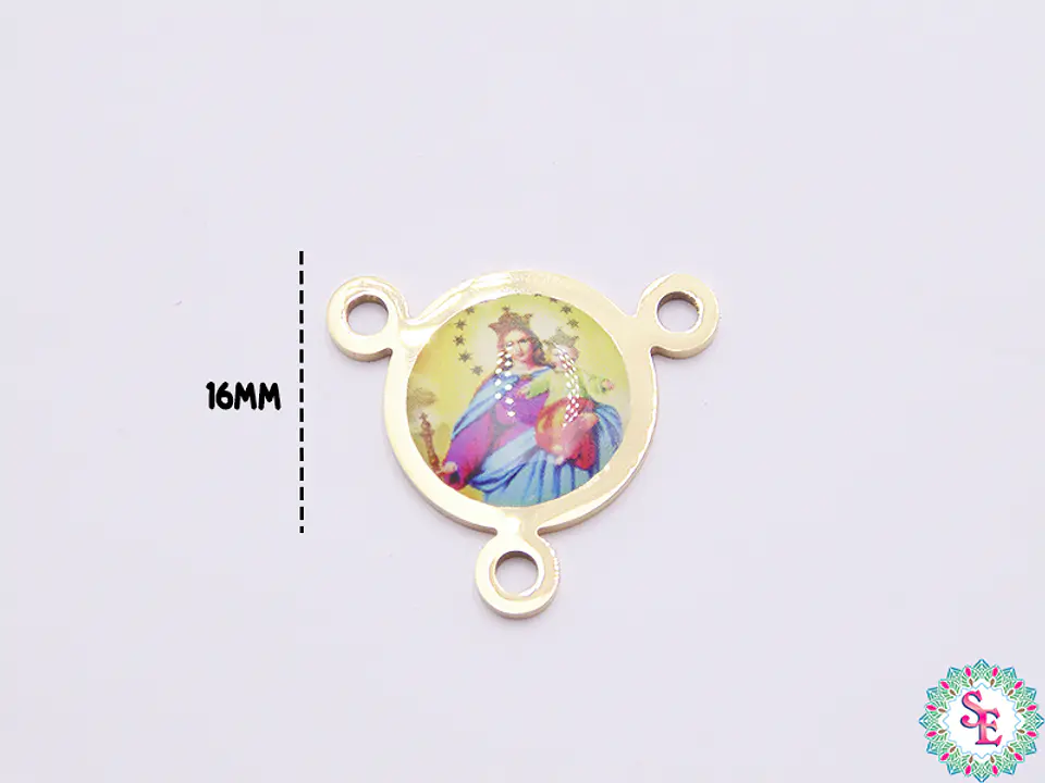 ACERO DORADO CRUCERO RESINA MARIA AUXILIADORA 16MM 1