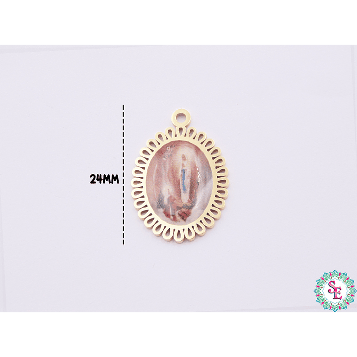 ACERO DORADO DIJE RSNA NUESTRA SEÑORA LOURDES 24*16MM  1