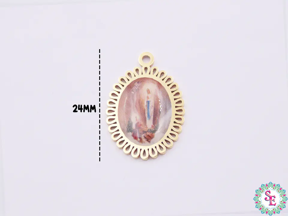 ACERO DORADO DIJE RSNA NUESTRA SEÑORA LOURDES 24*16MM  1
