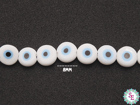 OJO TURCO PLANO # 8MM BLANCO 