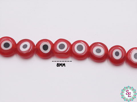 OJO TURCO PLANO # 8MM ROJO
