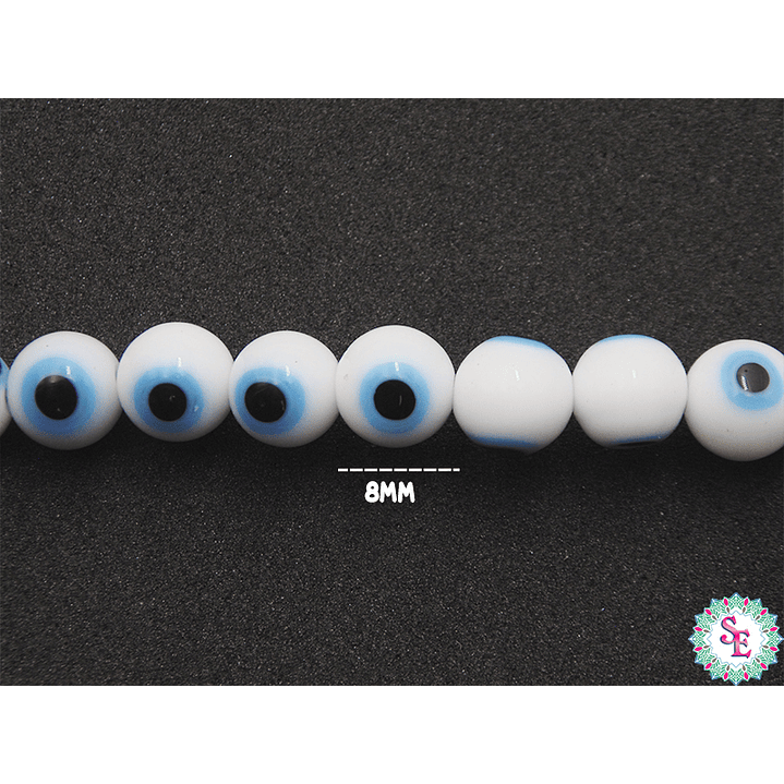 OJO TURCO REDONDO # 8MM BLANCO 1