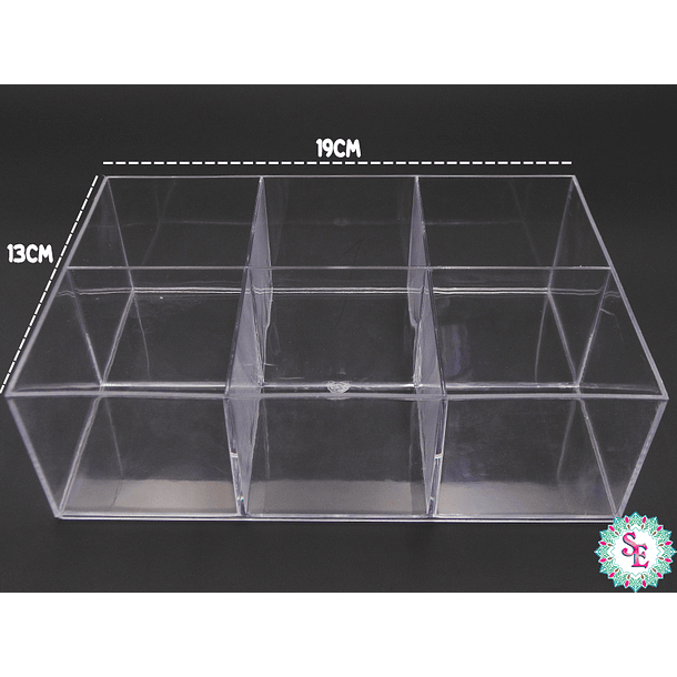 ACRYLIC BOX RECTANGLE 19*13MM 6 COMPARTMENTS X UND