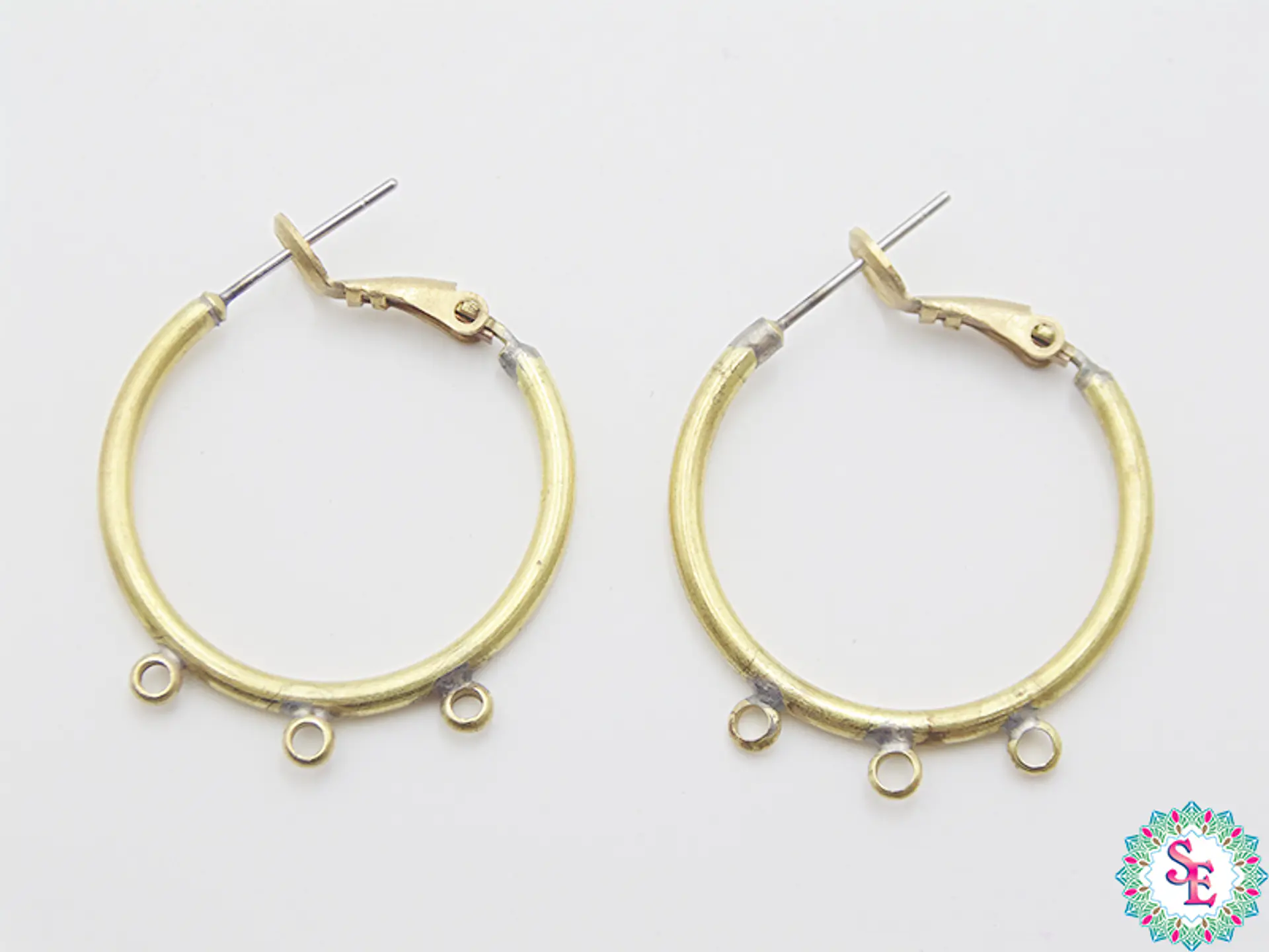 BRASS 33 FITTINGS CANDOGA EARRINGS 25*2MM X 10 PAIR 1