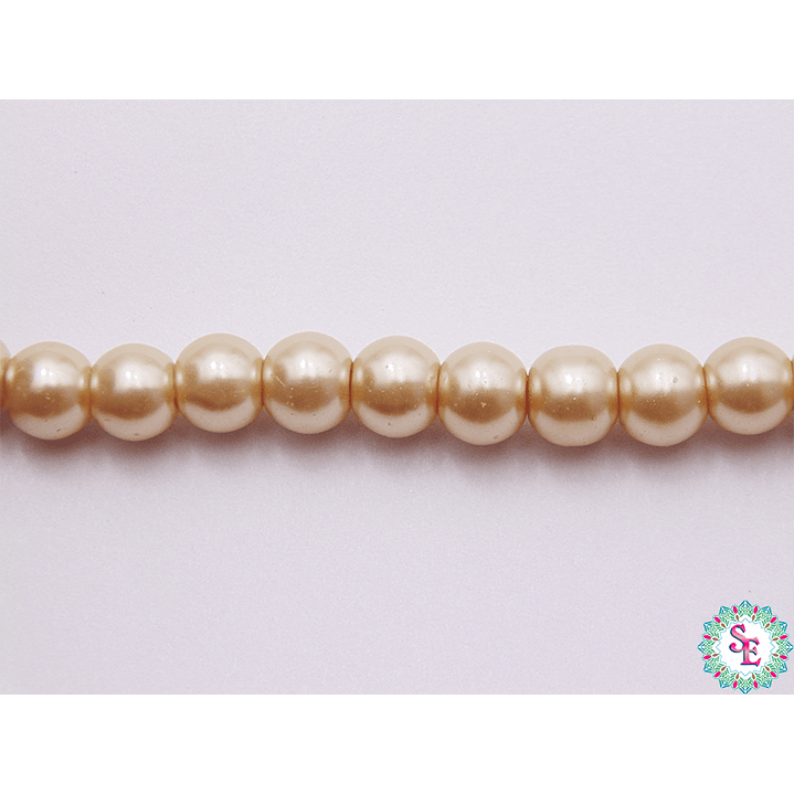 GLASS PEARL # 6MM DARK BEIGE X 145 UNIT APPROX 1