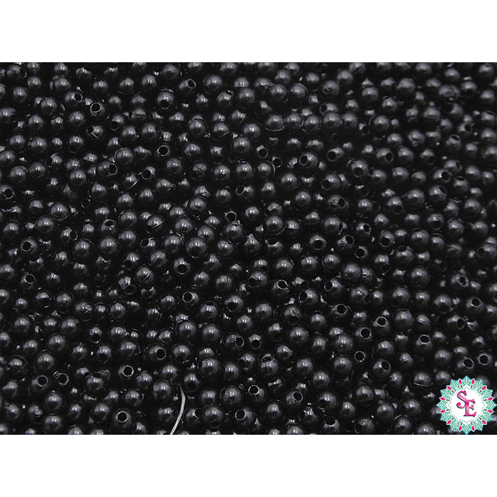 PERLA DE PLASTICO # 4MM NEGRO PQ*500 GRAMOS  1