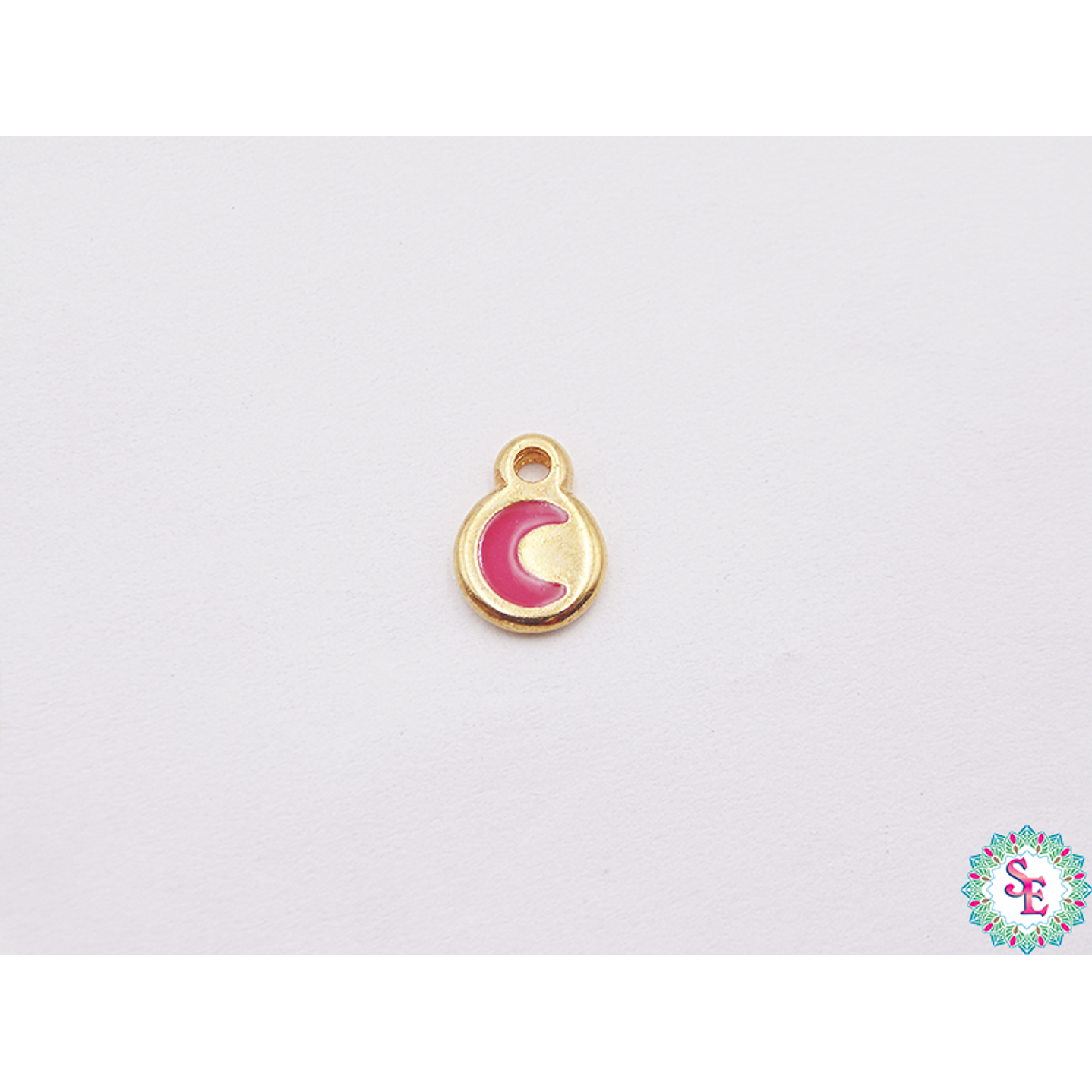 SAMAK DORADA DIJE APLIQUE LUNA MINI FUCSIA 7MM PAQUETE X 5 UNIDADES  1