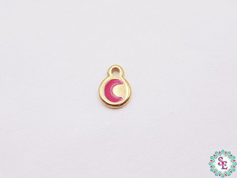 SAMAK DORADA DIJE APLIQUE LUNA MINI FUCSIA 7MM PAQUETE X 5 UNIDADES 