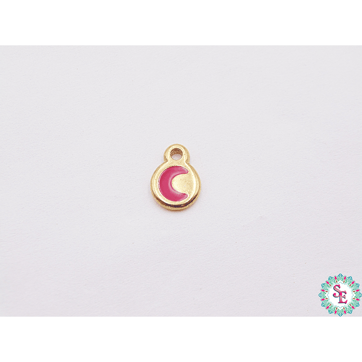 SAMAK DORADA DIJE APLIQUE LUNA MINI FUCSIA 7MM PAQUETE X 5 UNIDADES  1