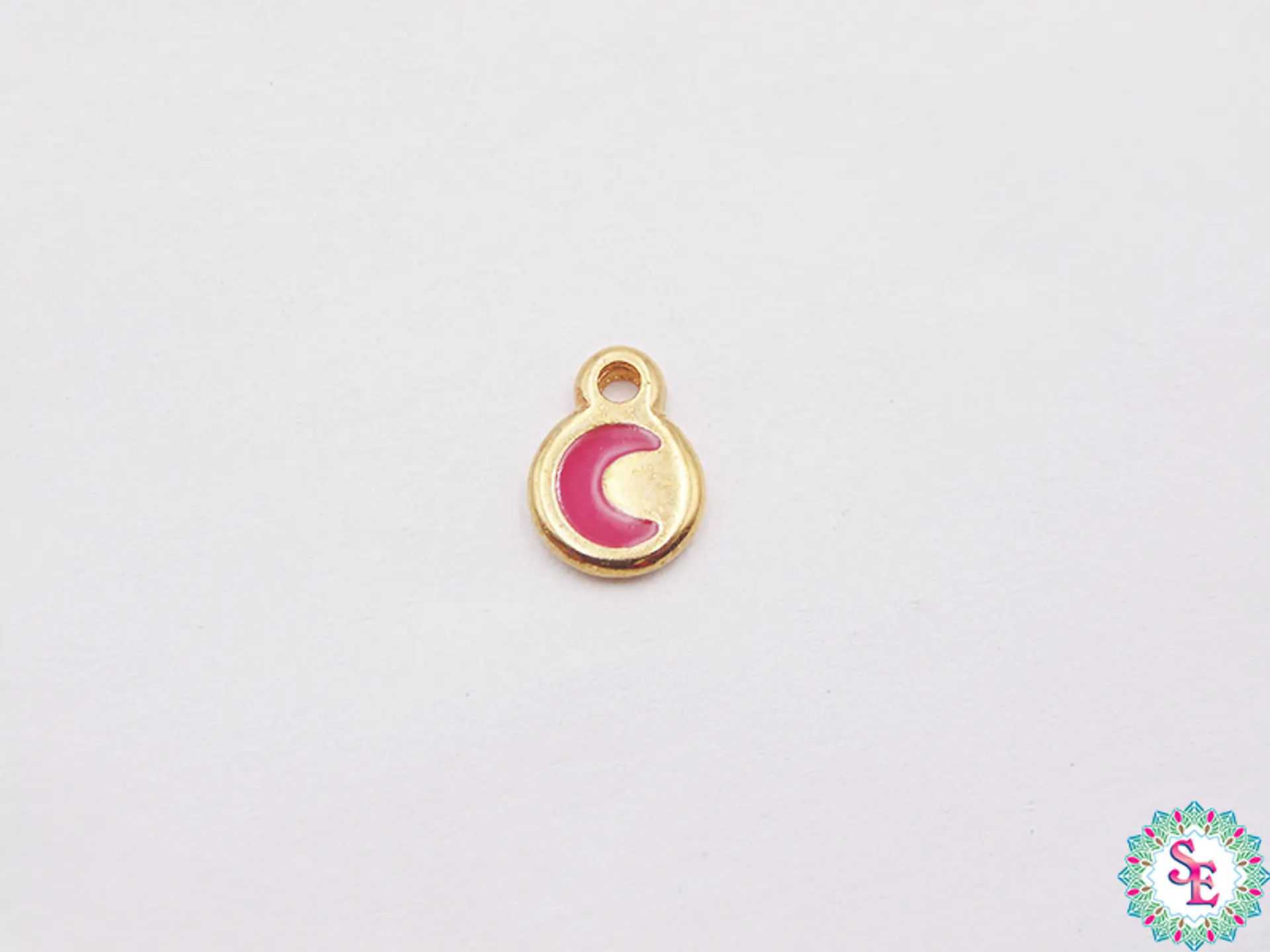 SAMAK DORADA DIJE APLIQUE LUNA MINI FUCSIA 7MM PAQUETE X 5 UNIDADES  1
