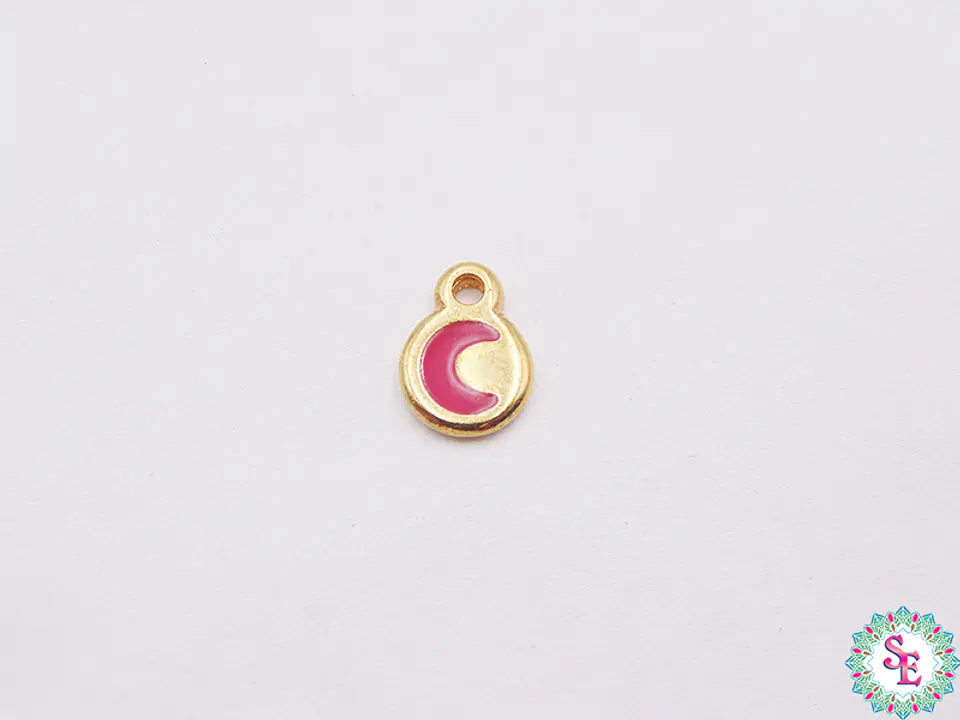 SAMAK DORADA DIJE APLIQUE LUNA MINI FUCSIA 7MM PAQUETE X 5 UNIDADES  1