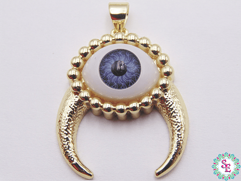 RODIO DORADO DIJE OJO GRIS CACHOS