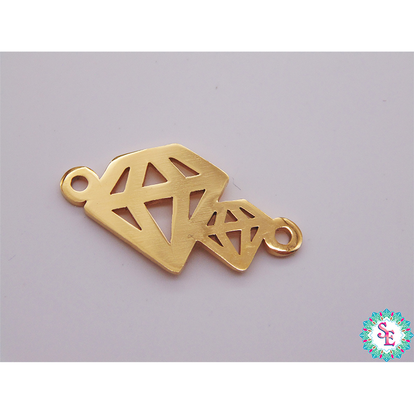 ACERO DORADO TERMINAL DIAMANTE 22*12MM  1