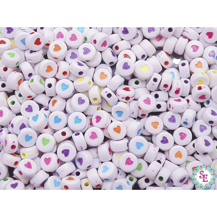 ACRILICO FIGURA CORAZON BLANCO CENTRO MIX 7MM PAQUETE X 50 GRAMOS (400 UND APROX) 1