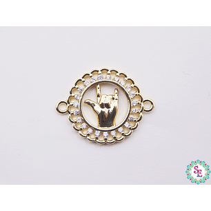 RODIO DORADO MANO ROCK CIRCÓN BLANCO 18MM