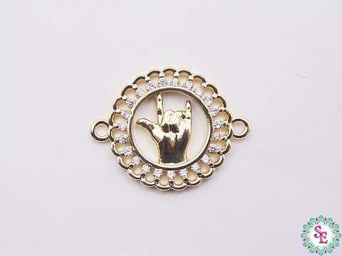 RODIO DORADO MANO ROCK CIRCÓN BLANCO 18MM