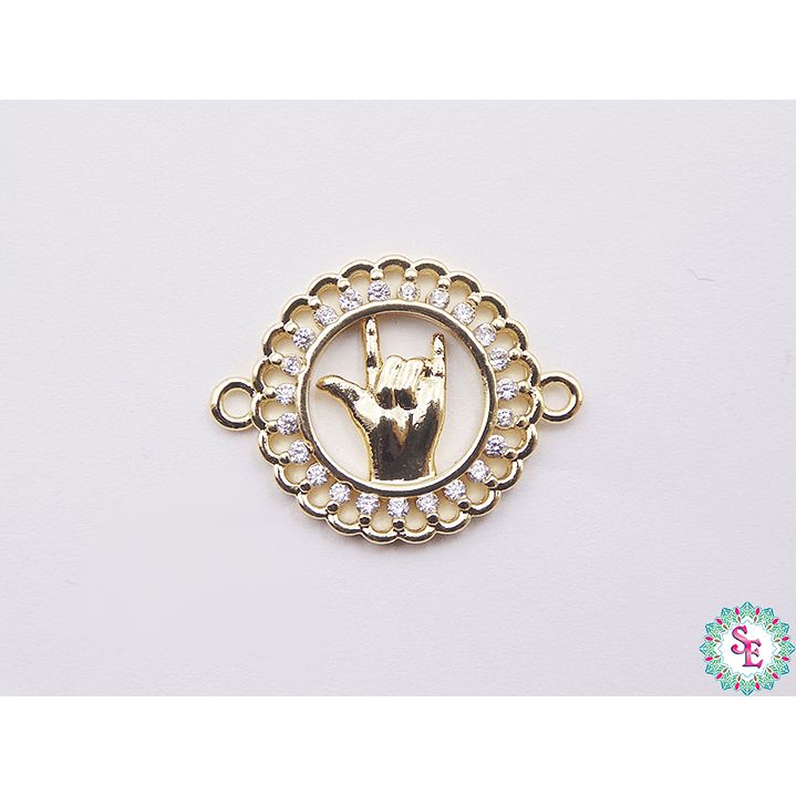 RODIO DORADO MANO ROCK CIRCÓN BLANCO 18MM 1