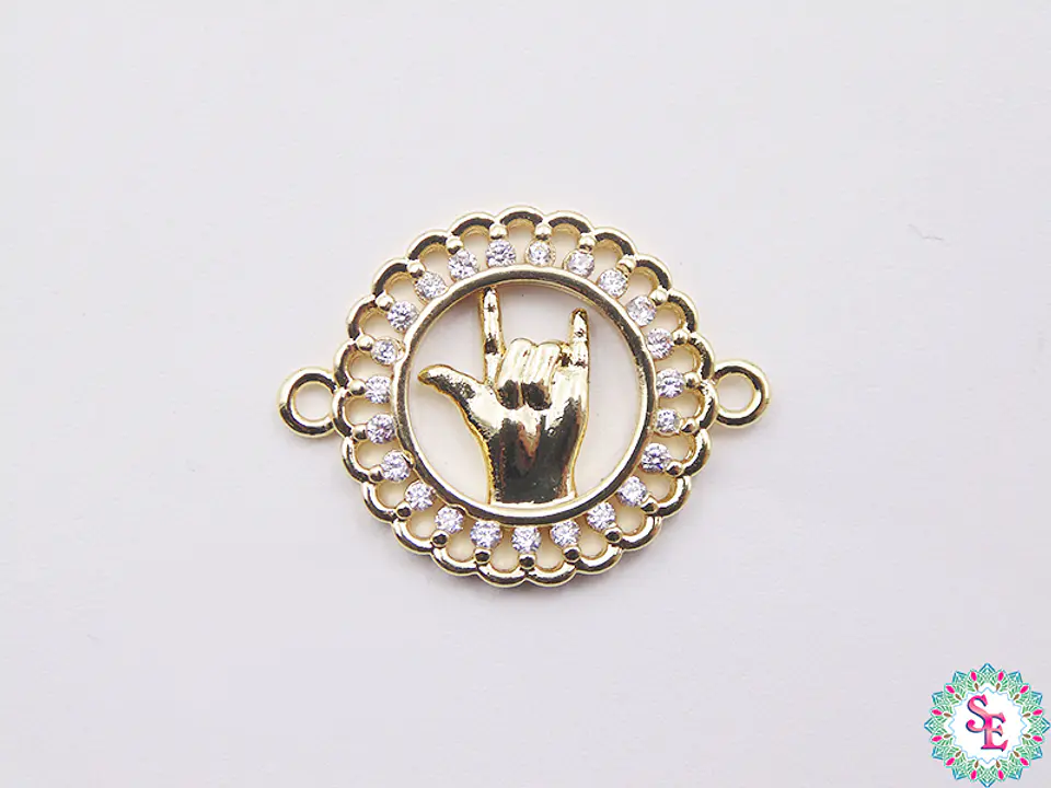 RODIO DORADO MANO ROCK CIRCÓN BLANCO 18MM 1