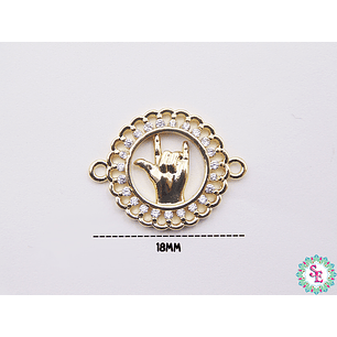 RODIO DORADO MANO ROCK CIRCÓN BLANCO 18MM