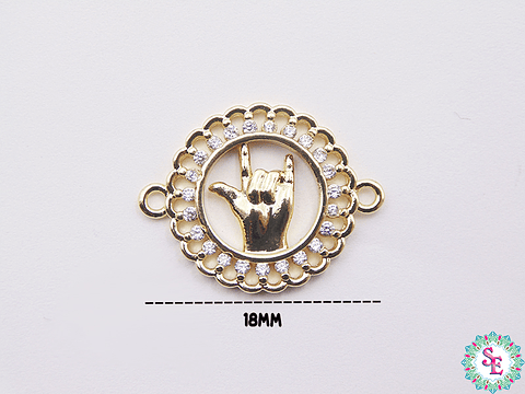 RODIO DORADO MANO ROCK CIRCÓN BLANCO 18MM